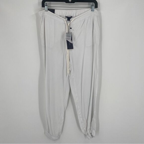 Tommy Hilfiger Soft Jogger Drawstring Capri Pants White Size 8 - Picture 1 of 4
